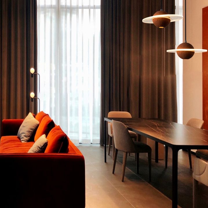 Contemporary Style Globe Hanging Lamp Stone Single Light Pendant Lamp for Bar