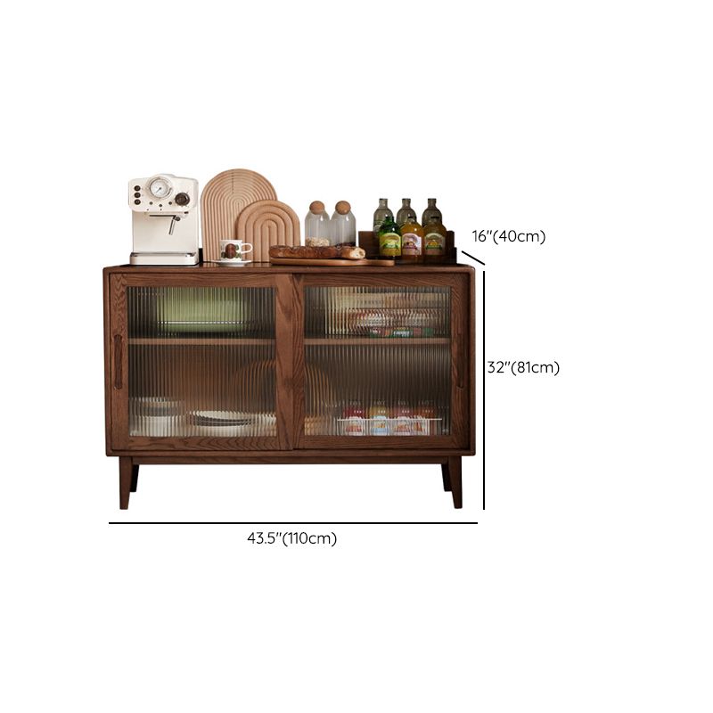Modern Style Espresso Sideboard Solid Wood with Sliding Door