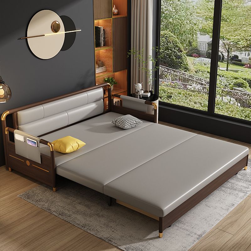 Contemporary Storage Sleeper Sofa Solid Wood  Square Arm Sofa Bed