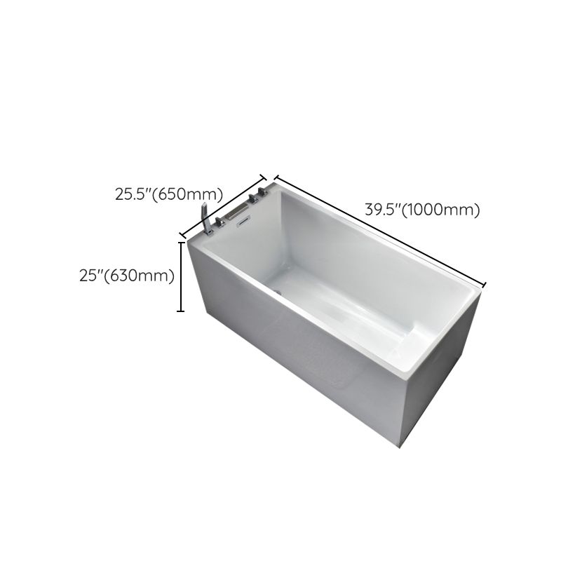 Back to Wall Acrylic Bathtub Stand Alone White Rectangular Bath