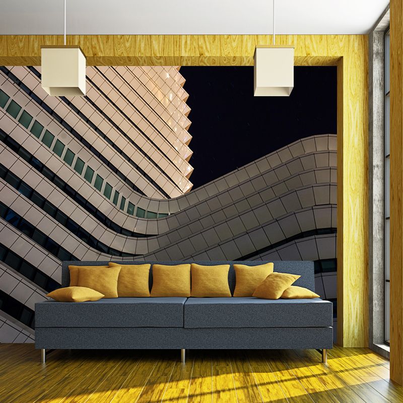 City Construction Mural Wallpaper Mildew Resistant Modern Bedroom Decoration