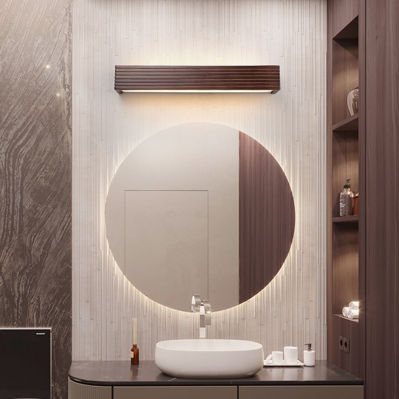 Lámpara de tocador LED de forma de tocador de madera de goma de estilo nórdico para dormitorio