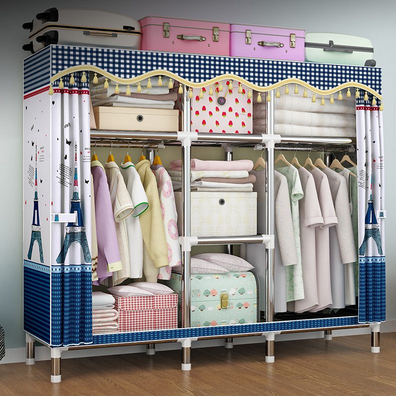 Modern Style Metal Wardrobe Cloth Rod Included Wardrobe Closet for Bedroom