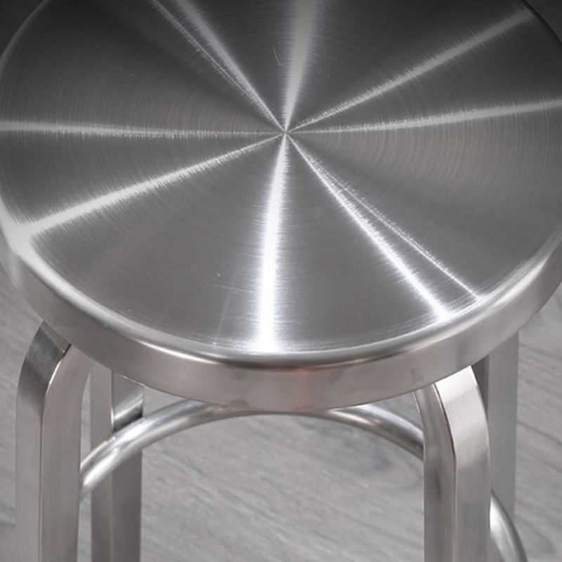 Silver Industrial 29.5" H Barstool Glossy Stainless Steel Brushed Tall Stool 1 Piece