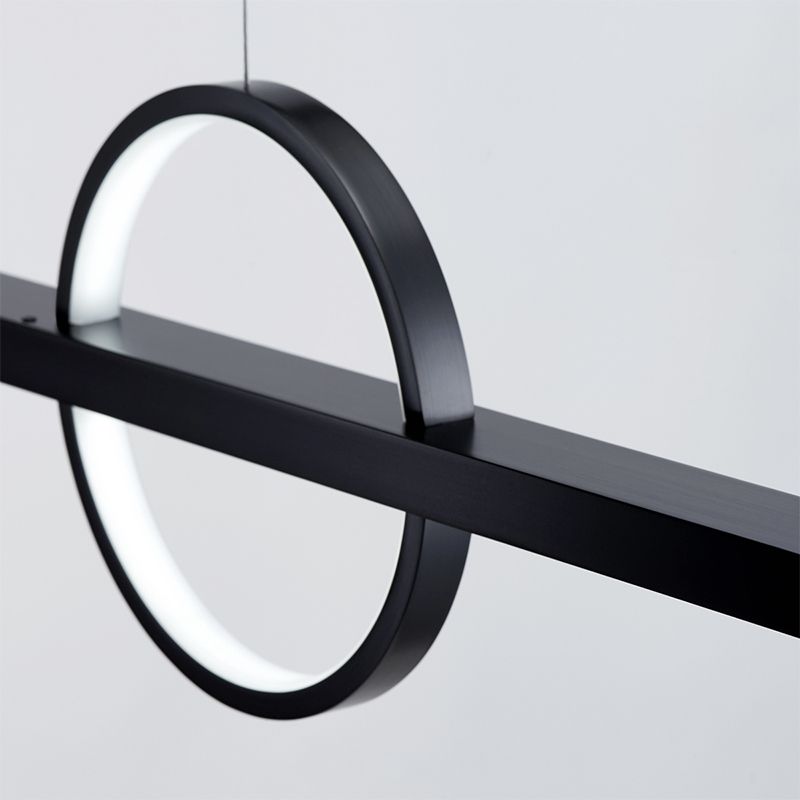 Minimalism Hanging Light Linear Island Light Fixture in Black for Dining Room