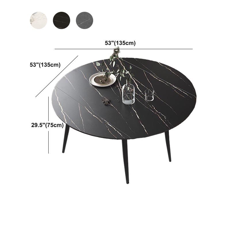 Stone Contemporary Round Dinner Table Matte Finish 4 Legs Table for Home