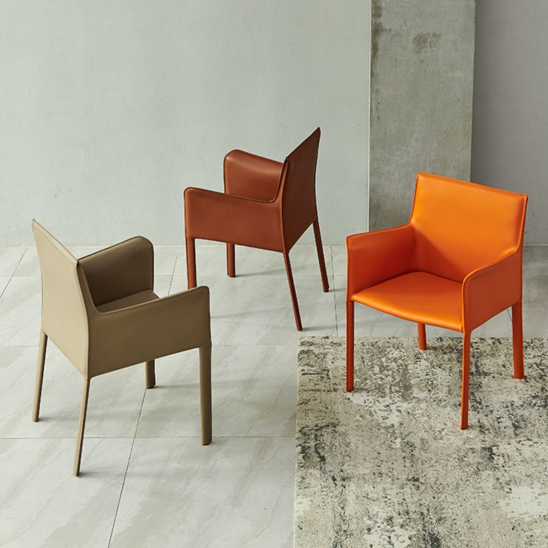 Modern Style Upholstered Dining Chair Faux Leather Dining Armchair