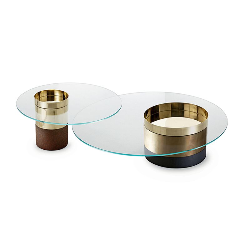Glass Oval Top Coffee or End Table Modern with One Metal Base