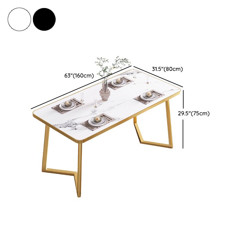Modern Rectangle Dining Table Wood Tabletop with Double Pedestal Base