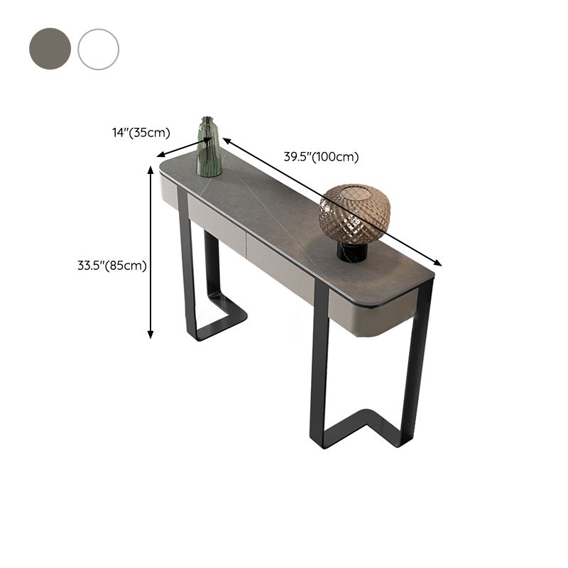 Modern Console Table Stone Half Moon Accent Table , 33.46-inch Tall