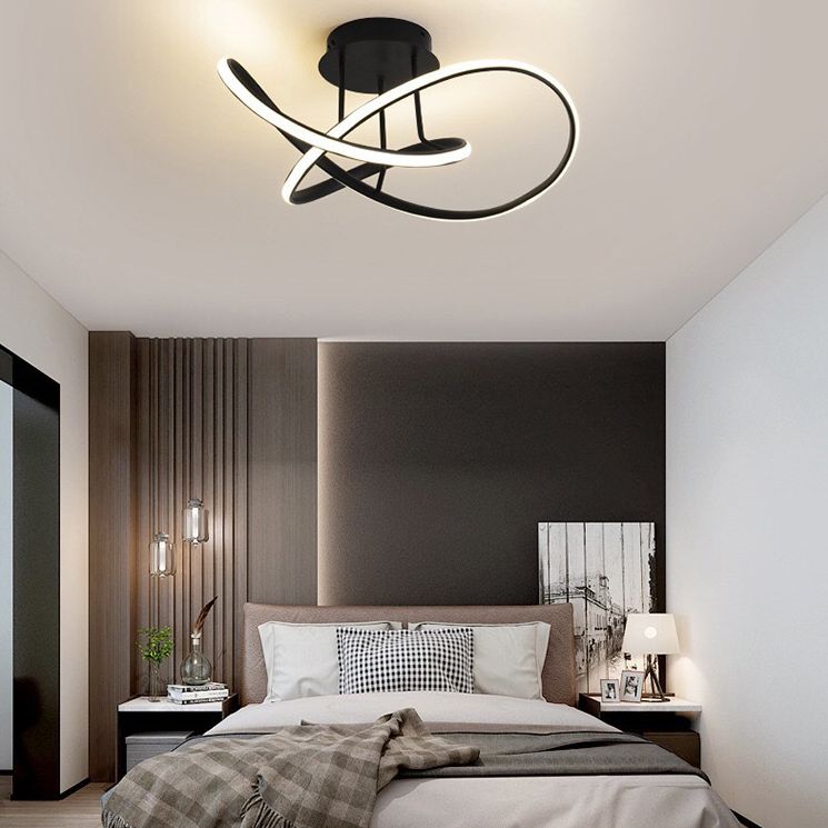 Twisted Semi Flush Mount Light Fixture Ultra-Contemporary Acrylic Ceiling Mount Chandelier for Bedroom