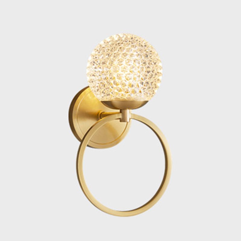Brass and Crystal 1 - Light Wall Armed Sconce Globe Shade Wall Light in Gold