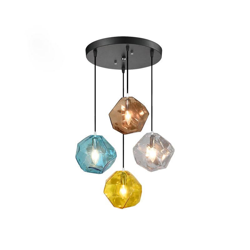 Diamant en verre petit pendentif moderniste suspendu luminaire pour chambre à coucher