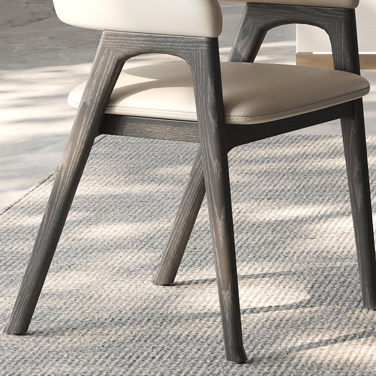 Open Back Arm Upholstered and Solid Wood Dining Accent Chair