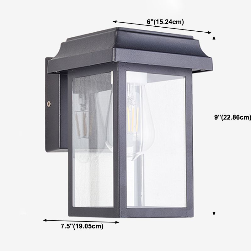 Modern Aluminum Wall Light Black Box Shape Wall Sconce with Glass for Patio