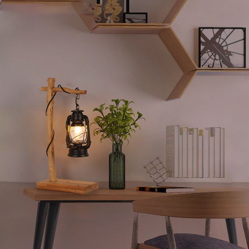 Éclairage de table de kérosène en verre transparent noir 1 clair