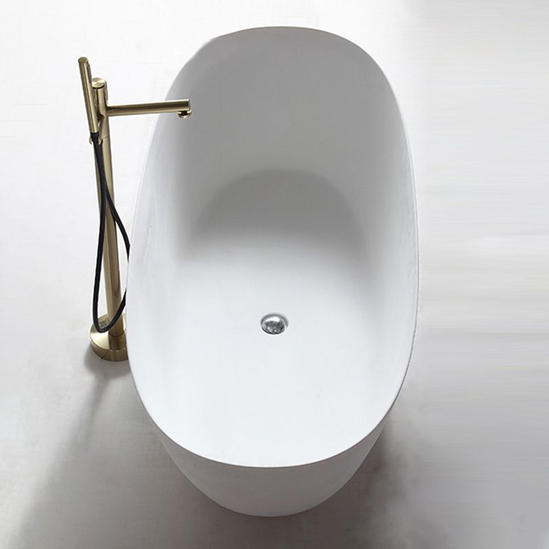 Contemporary White Bath Tub with Overflow Trim Oval Soaking Tub for Home