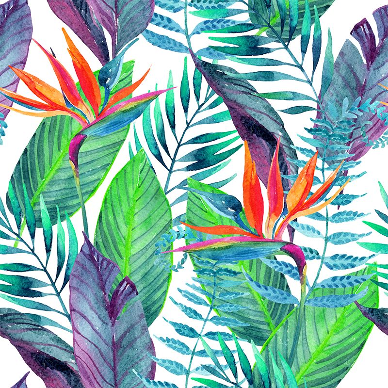 Water Resistant Leaves Pattern Mural Tropical Non-Woven Wall Decor, Made to Measure