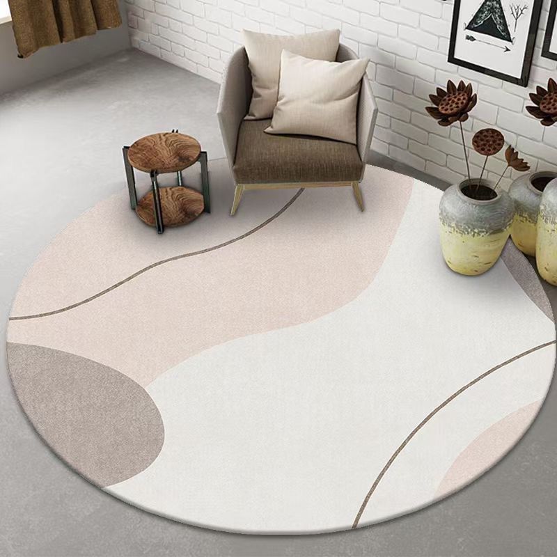 Tapis de couleur brun clair Polyester Nordic Tapis résistant aux taches pour la décoration intérieure