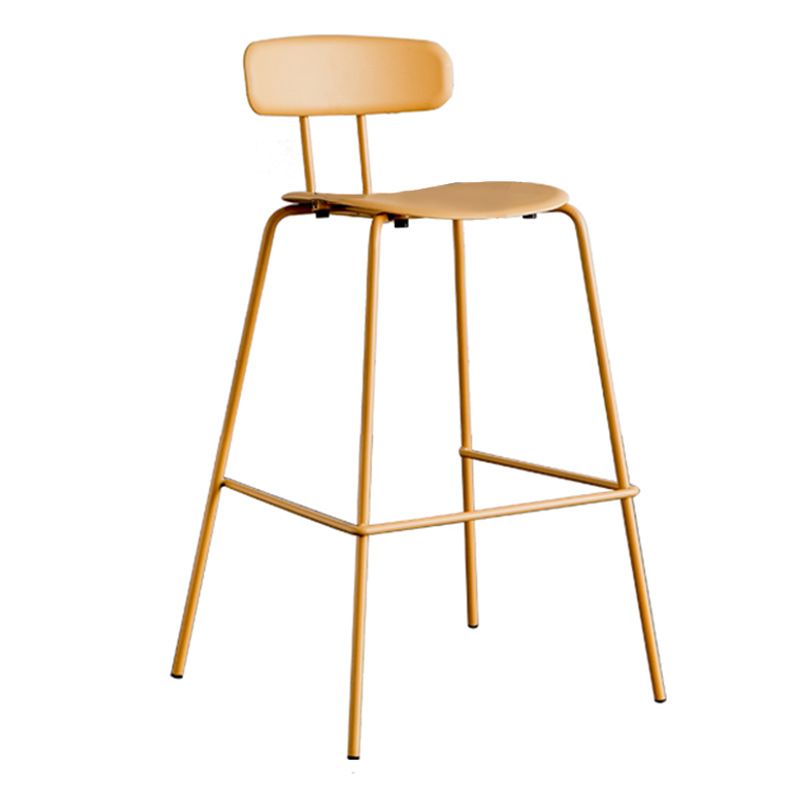 Modern Backrest Armless Counter Stool Metal Bar Stool with Plastic Cushion