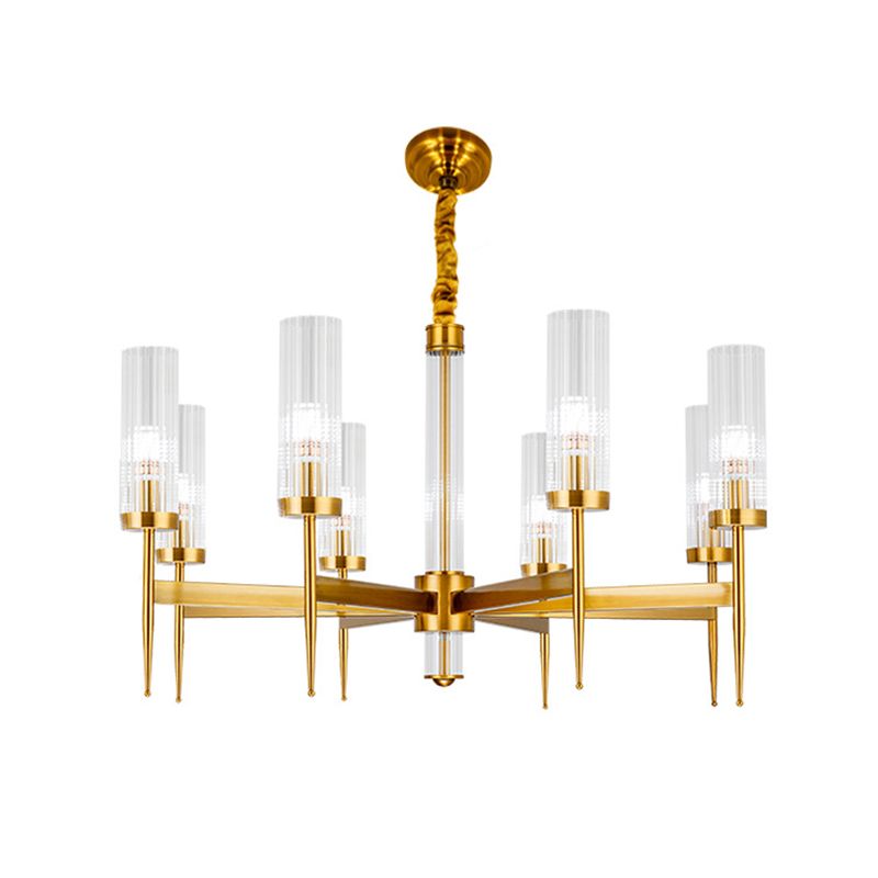 Cilíndrico de metal Candelier Chandelier Contemporáne de lámpara de lámpara de lámpara en oro