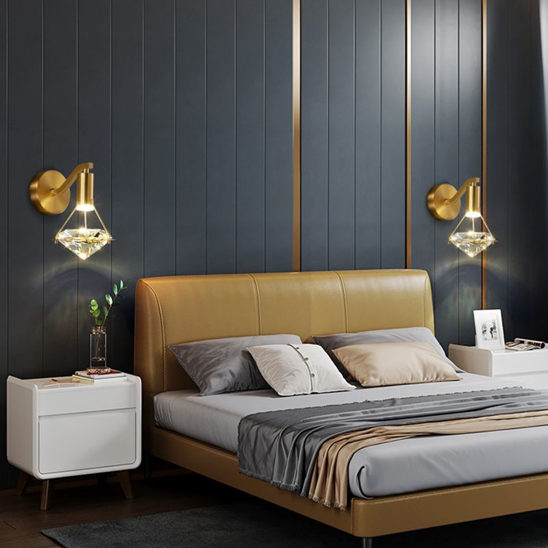 Tombra geométrica de 1 luces Medro de pared de estilo moderno Luz de montaje de pared de cristal en latón