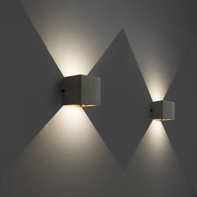 Industrial Cement Wall Light Cube Single Light Wall Sconce in Grey for Bedroom