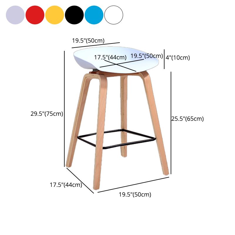 Taburete de bar de estilo escandinavo, patas de madera, asiento cubo PP para restaurante y bar