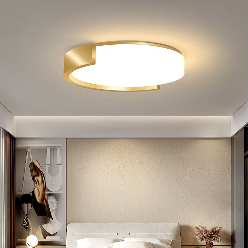 Nordic Flush Mount Verlichting Gold Finish Ronde Plafond Fixture met Acryl Shade