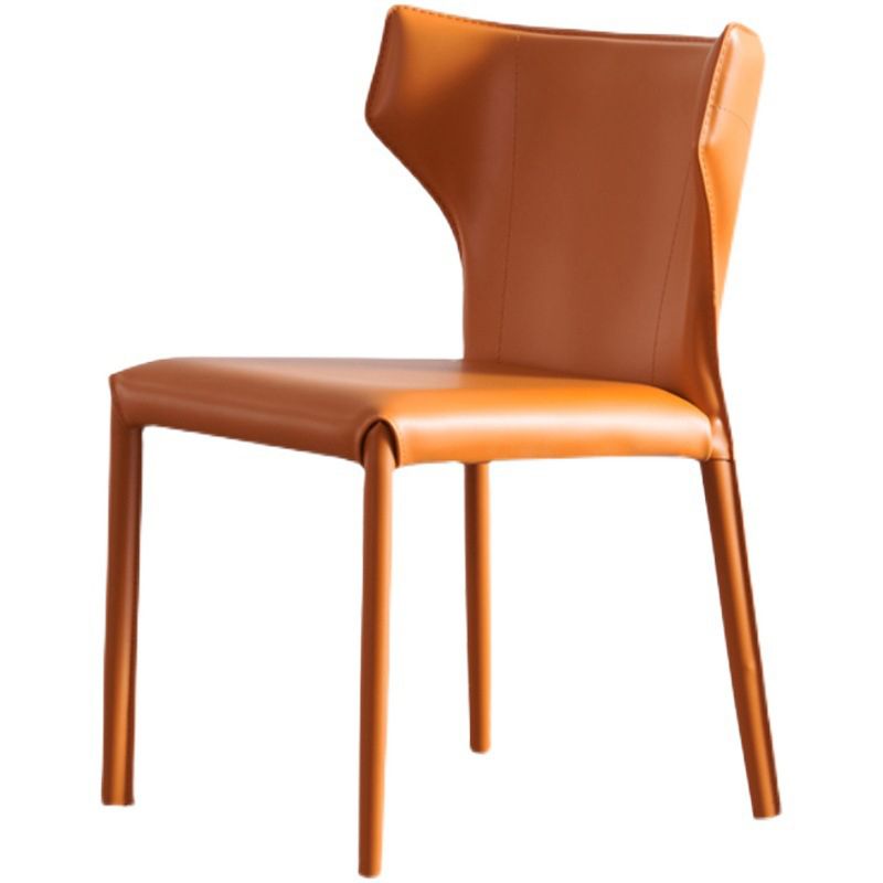 Contemporary Saddle Leather Restaurant Side Chair Matte Finish Wingback Dining Chair (Set of 2)