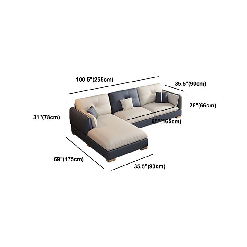 30.7"H Scandinavian Faux Leather Square Arm Sofa & Chaise for Living Room