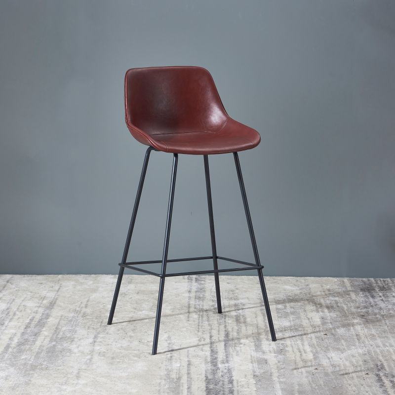 Contemporary Bar-stool PU Leather Counter Bar Stool for Kitchen with 4 Metal Legs