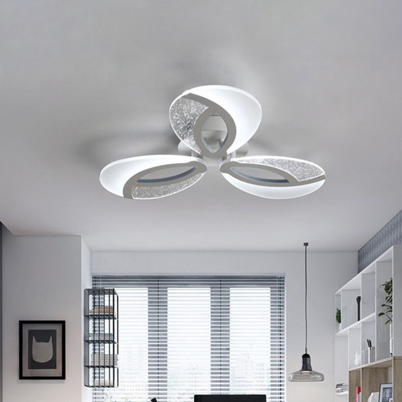 Lámpara de montaje de LED de montaje de LED de la sala de estar moderna Luz de techo ultrafino de color blanco con sombra de acrílico floral, luz cálida/blanca
