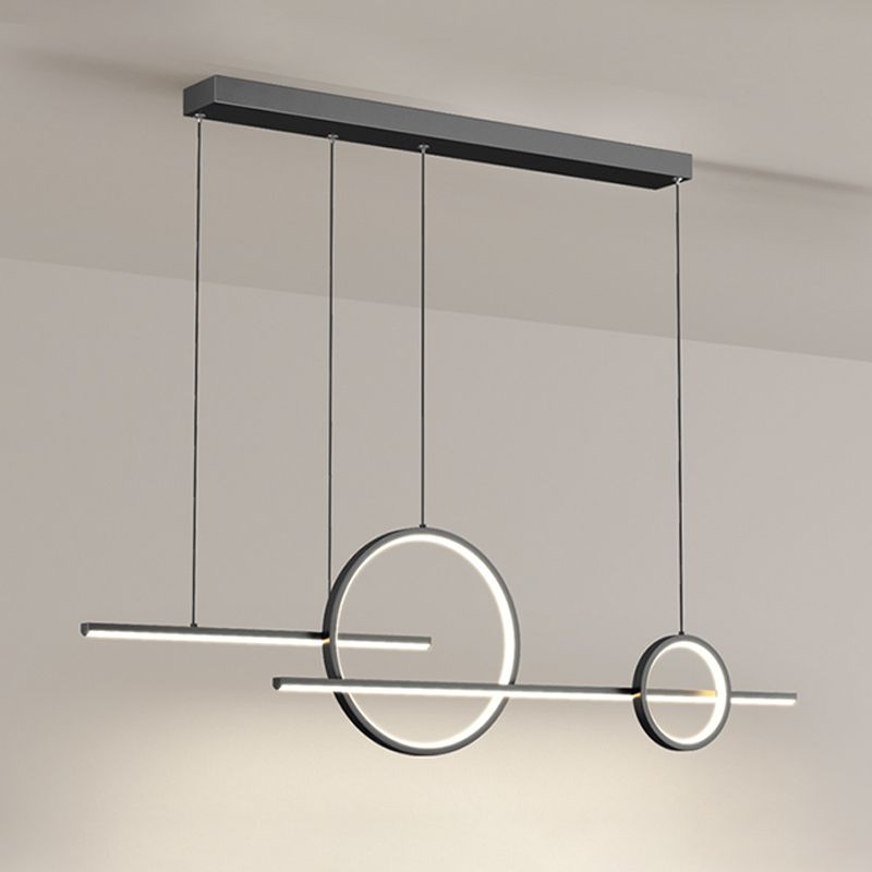 LED Island Lamp Modern Simple Island Hanging Lamp with Silica Gel Shade for Dining Room