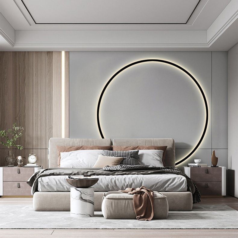 Zwart minimalisme Ronde lijnen LED Wall Lamp Noordse stijl Aluminium SCONCE Licht voor woonkamer