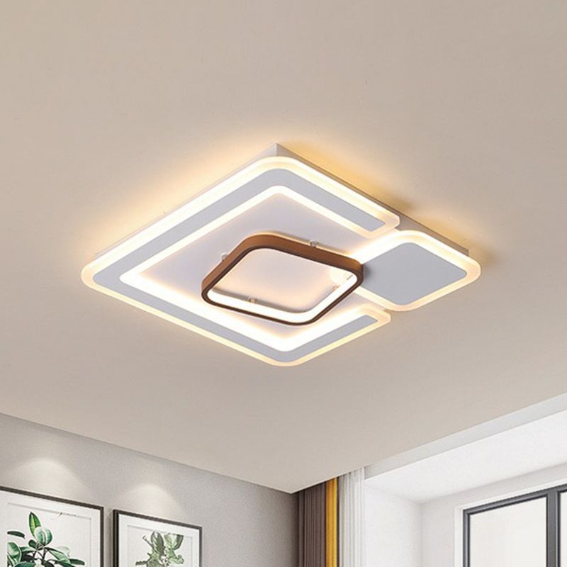 Nordic Geometrical LED Flush Mount Acrylic Living Room Flushmount Ceiling Light in Coffee