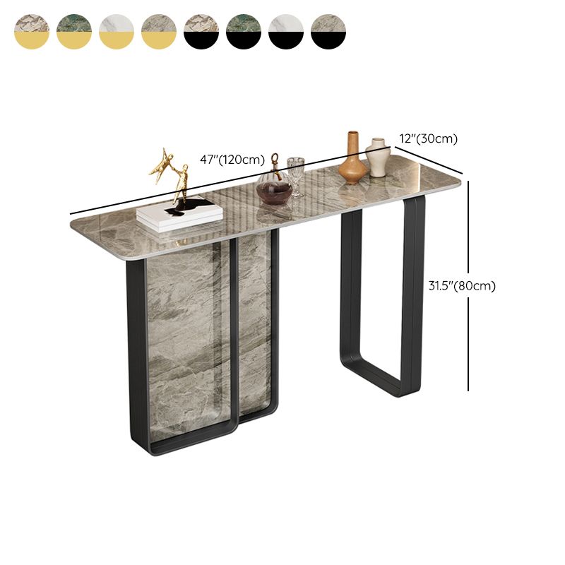 12 inch Wide Accent Table Rectangle Shape Stone Console Table for Hall