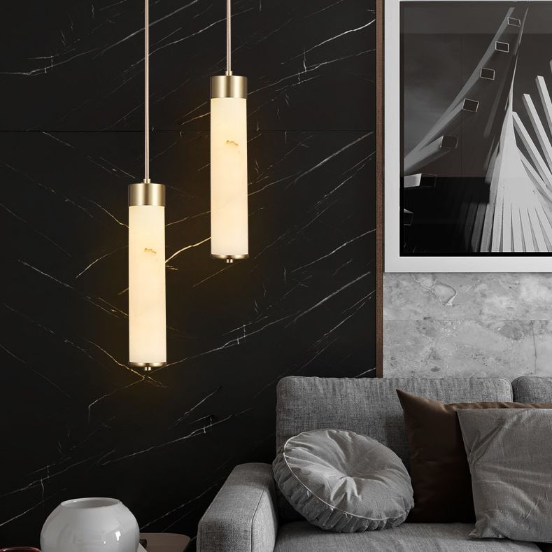 Steencilinder hanger verlichting armatuur moderne stijl led messing plafond hanglampje