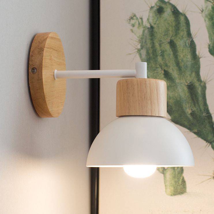 Kom wandmontage lamp moderne eenvoud houten wandmontage lamp voor woonkamer