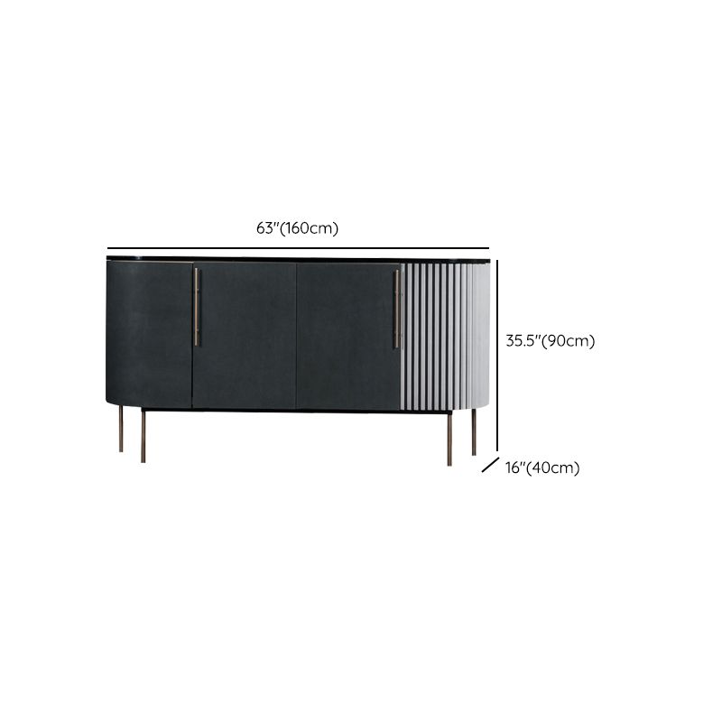 Metal and Solid Wood Cabinet Black Bar Pulls Straight Legs Accent Cabinet