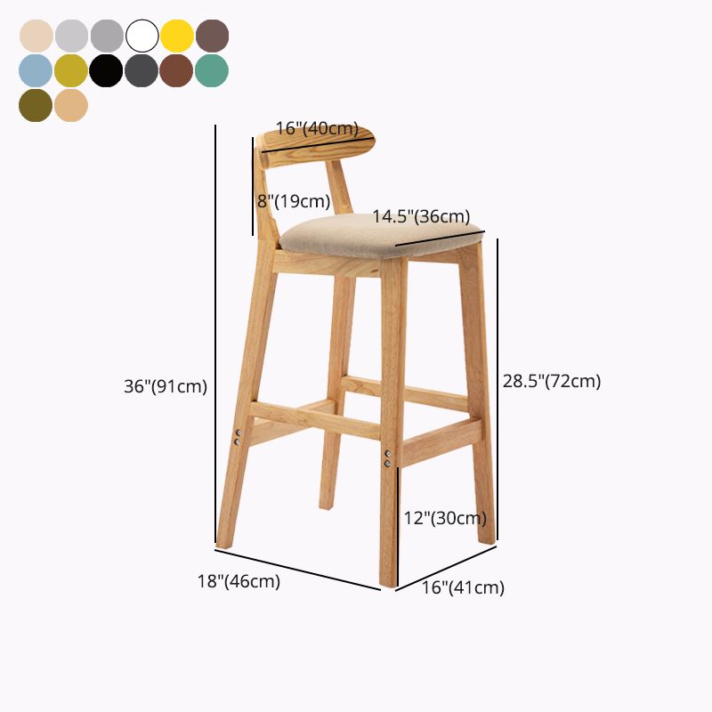 Modern Style Bar-stool Wooden Legs with Footrest Low Back for Kitchen Bar