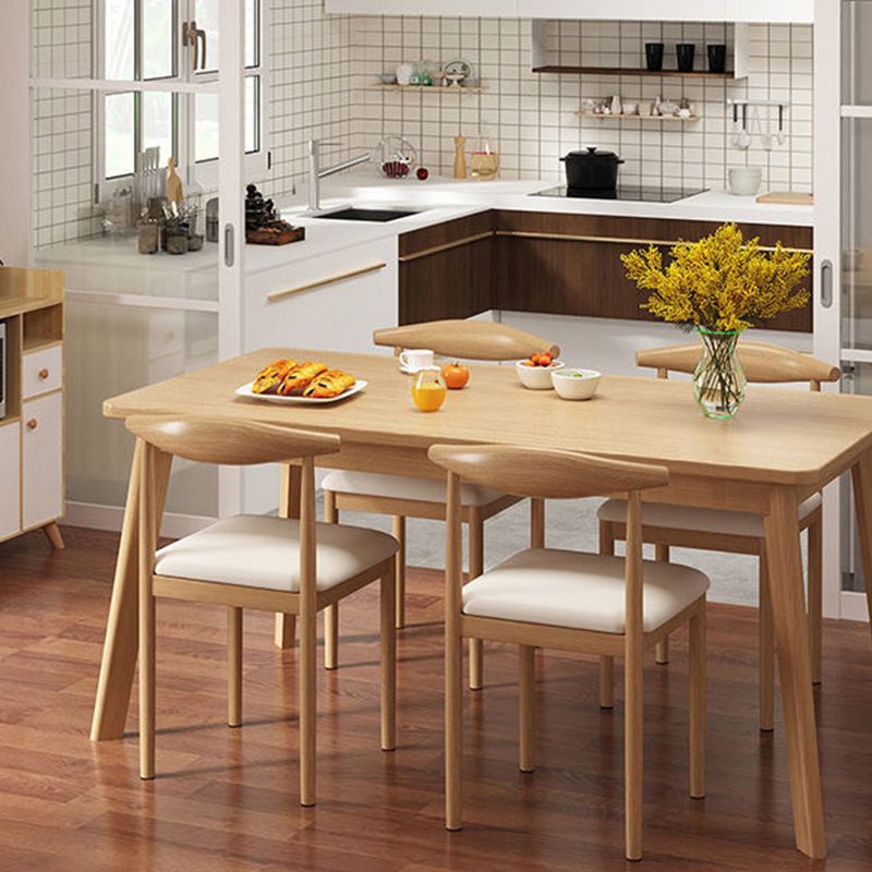 Rectangle Dining Table Mid-Century Modern Dining Table with 4 Wood Legs