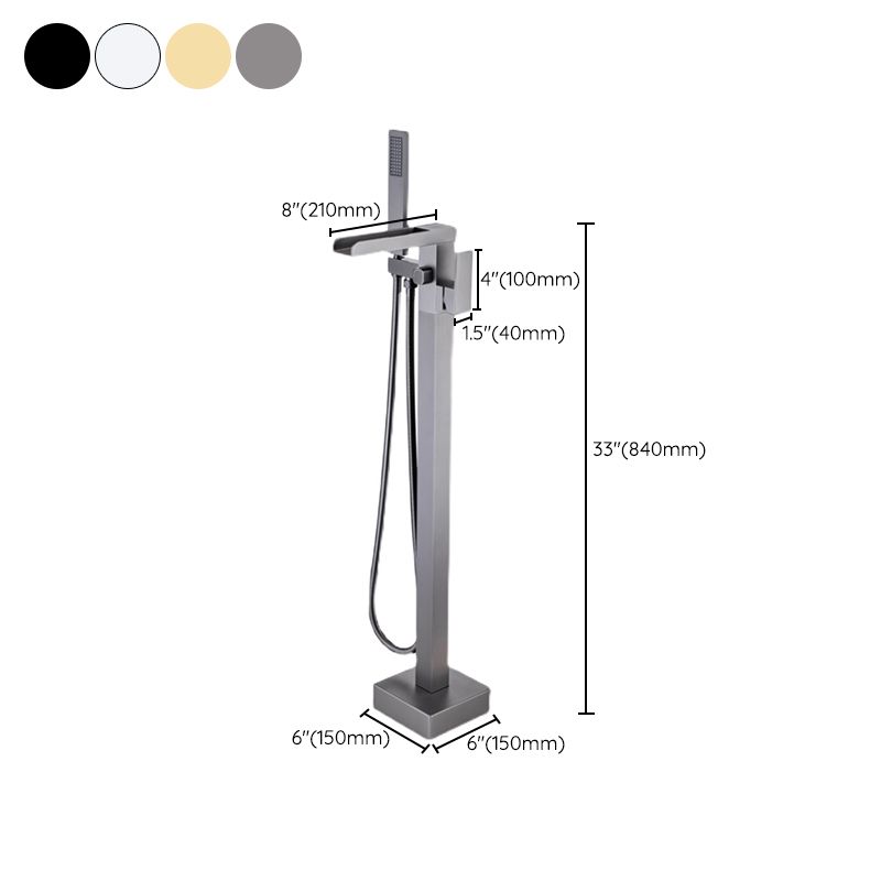 Floor Mounted Metal Freestanding Tub Filler Waterfall Freestanding Bathtub Faucet