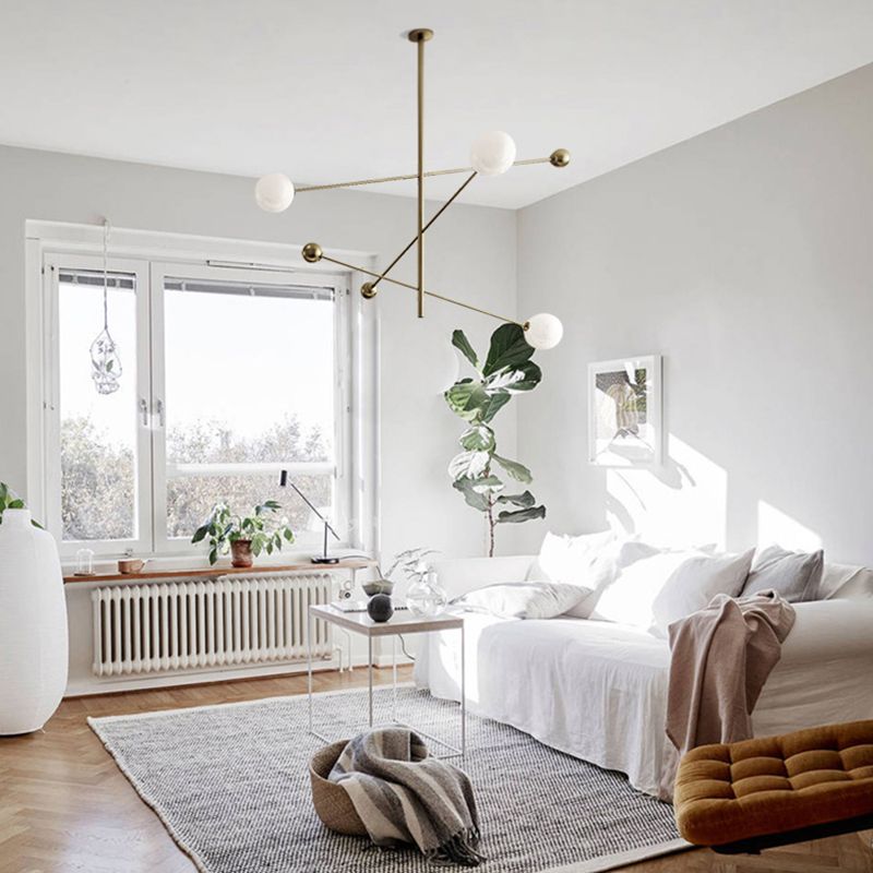 Metal Chandelier Modern 3 Lights Chandelier Lamp in Gold for Restaurant