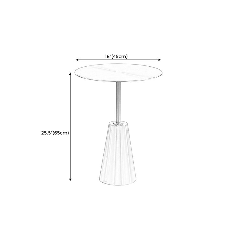 Contemporary Stainless Steel Round Side End Table with Metal Pedestal Leg