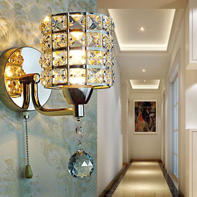 Luces de pared de tocador de medio cilindro Luz de tocador de cristal de estilo de lujo moderno