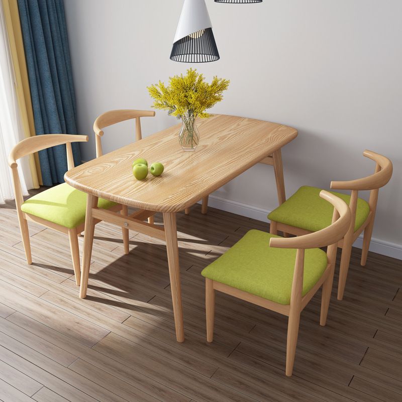 Light Wood Finish Table Modern Rectangle Dining Table for Home
