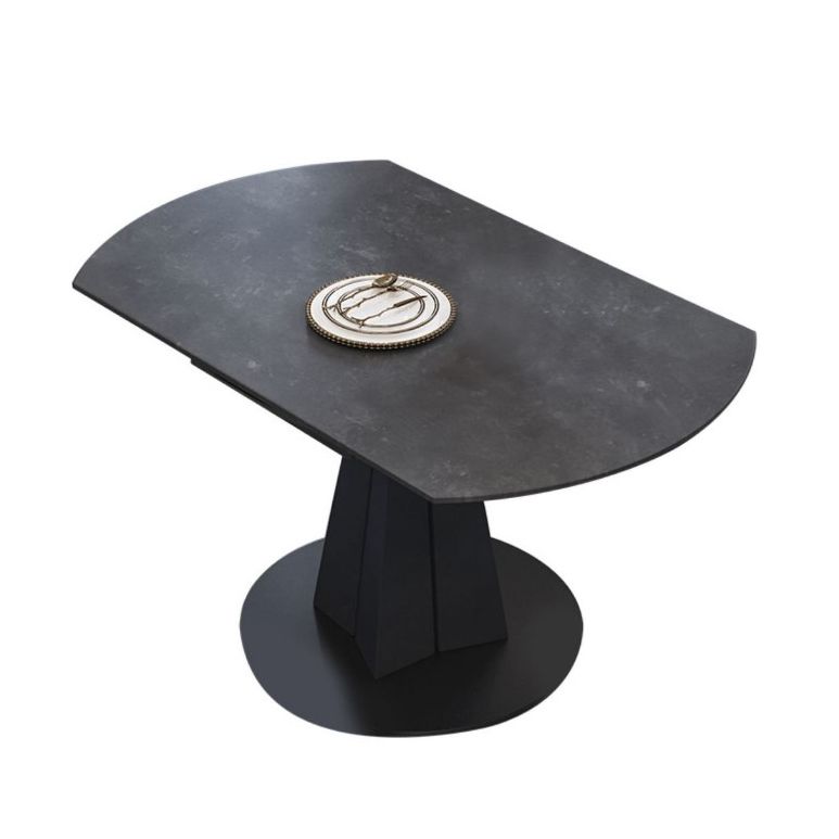 Stone Pedestal Table Contemporary Round Drop Leaf Dining Site Table