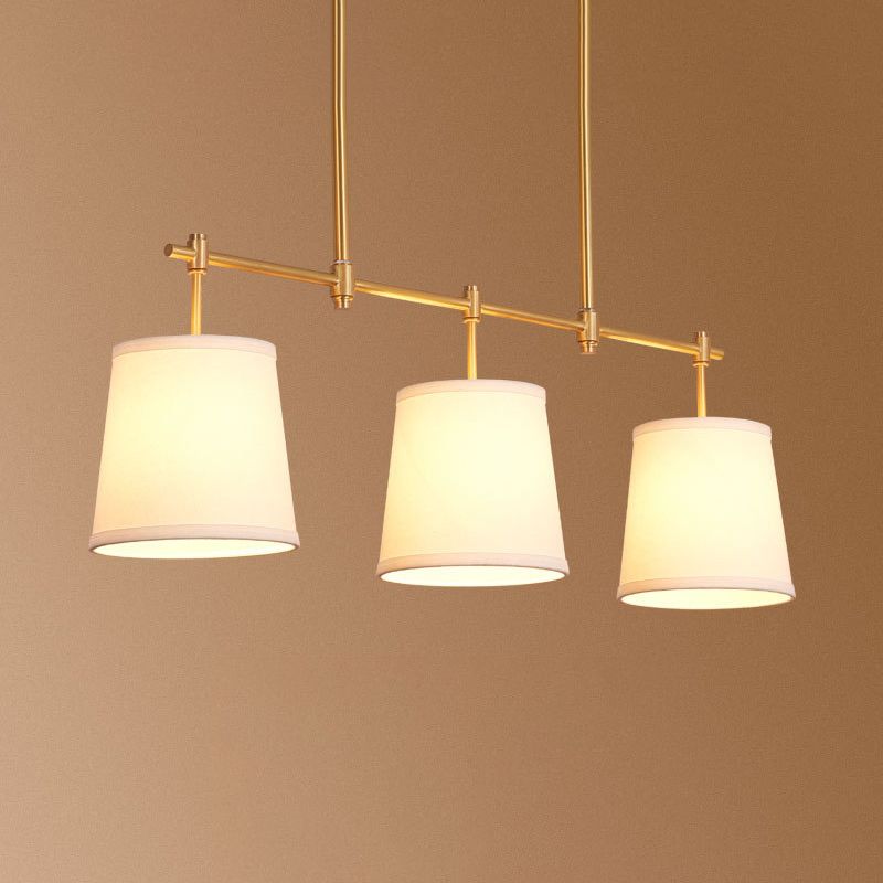 Pendre de style rétro Bodet Island Light 3 têtes de plafond tissu plafond en laiton pour le restaurant