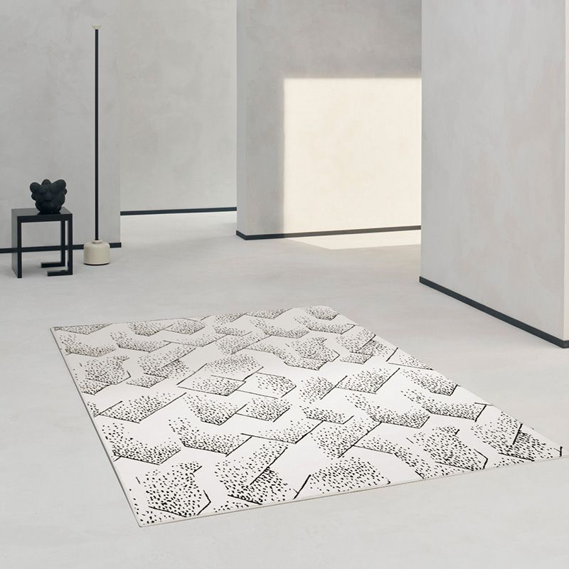 White Stripe Print Carpet Modern Polyester Area Rug Non-Slip Backing Rug for Home Decor